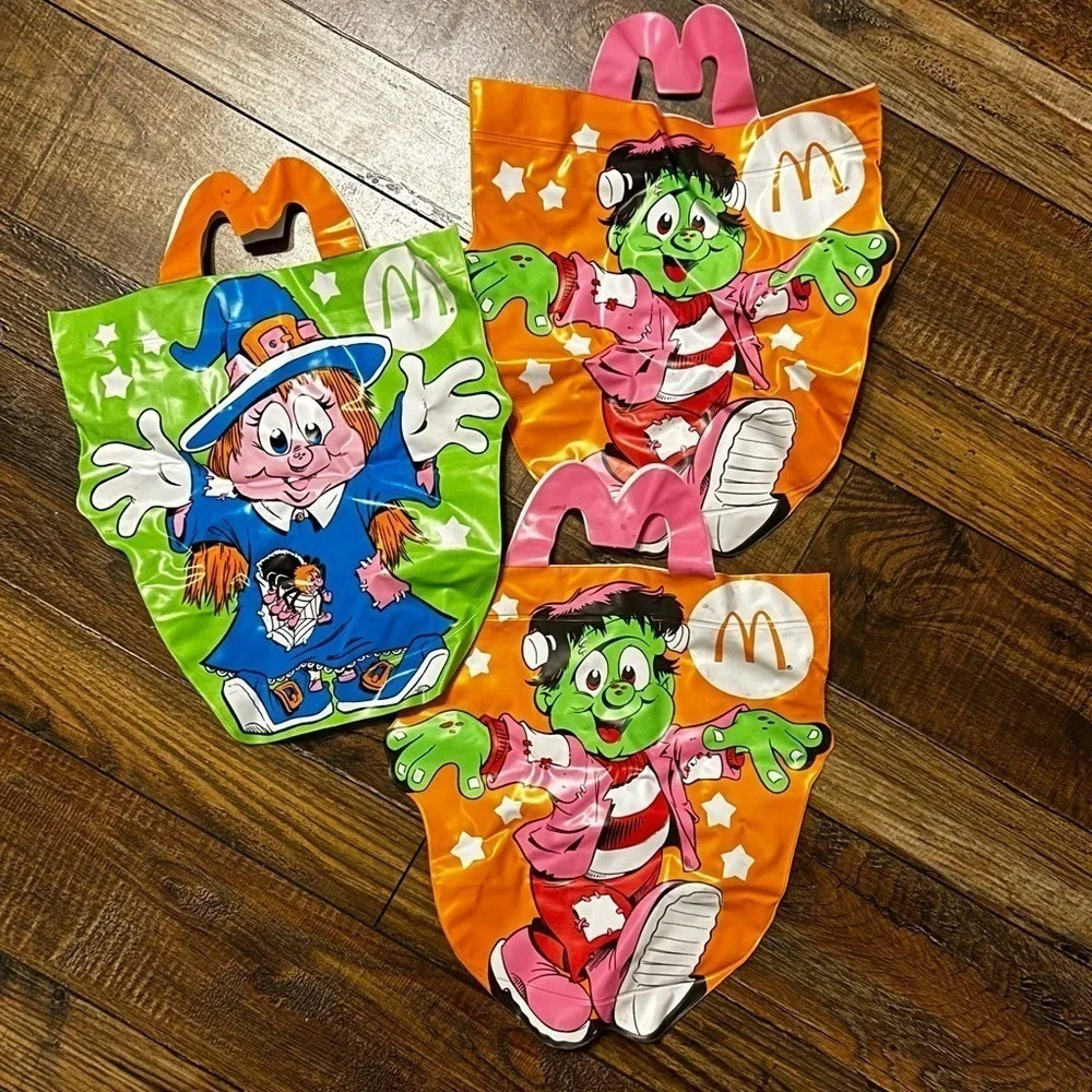 Never Used Vintage McDonald’s 1990 McBoo Bag Halloween Witch‎ & Frankenstein